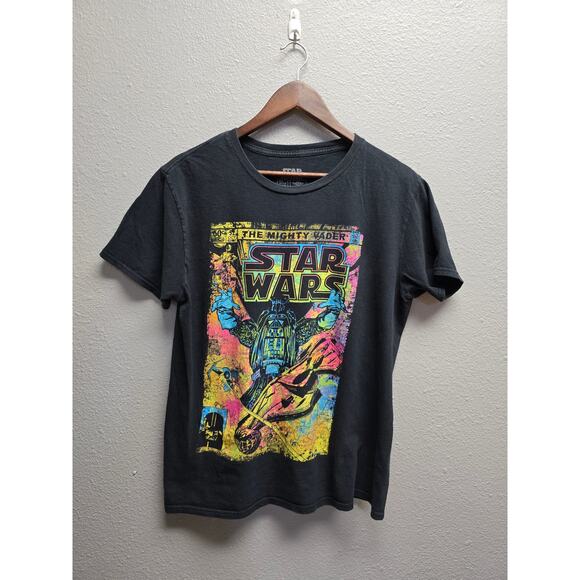 Star Wars Shirt The Mighty Vader Large Black Retro Comic Graphic Tee - Picture 1 of 9